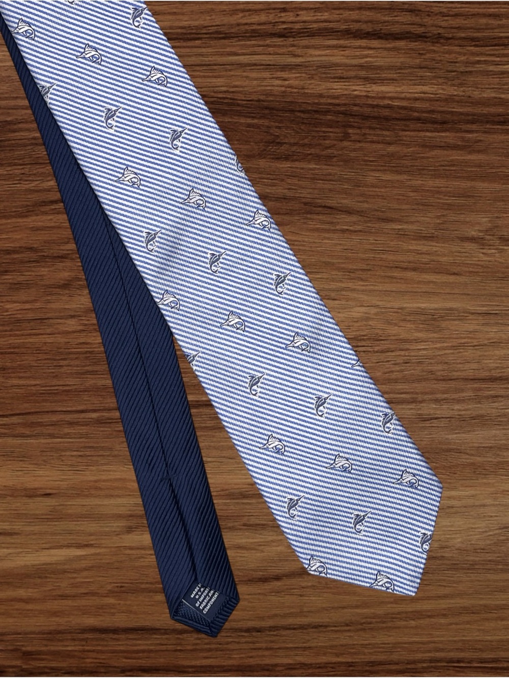Roundtree & Yorke Blue/White Striped 60” All-Silk Nautical Tie